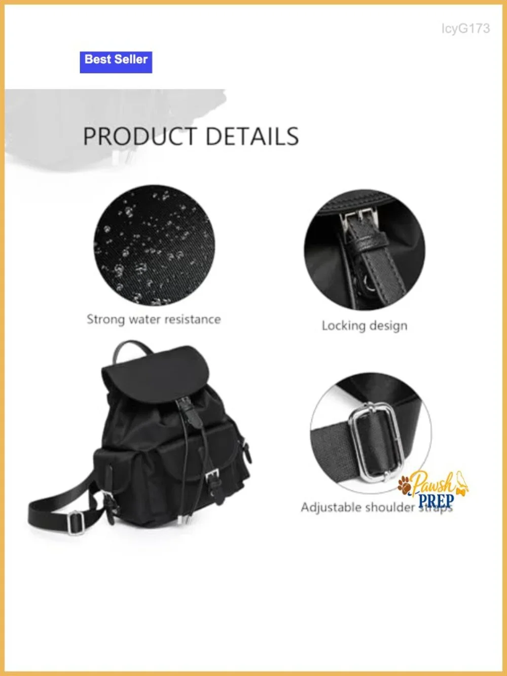 Lightweight Nylon Backpack with Multiple Pockets and Adjustable Straps